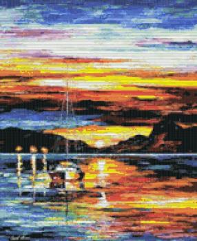 Интерьерное панно из мозаики Закат 2