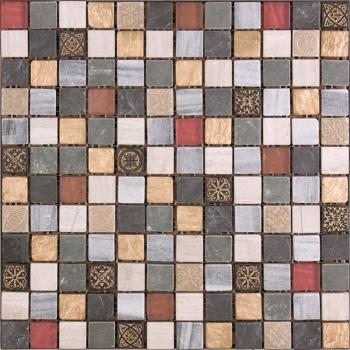Мозаика Стекло+Мрамор+Агломерат микс MOK-010 чип 23х23