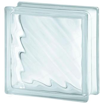 Стеклоблок Диагональная волна бесцветный 19x19x8 см