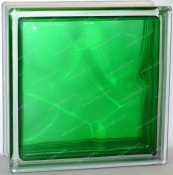 Стеклоблок Волна изумруд зеленый 19x19x8 см