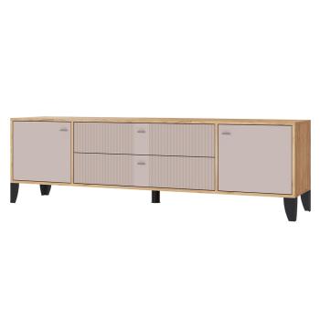 Тумба под телевизор Парус-10, Дуб крафт золотой, Карбон латте