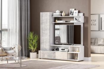 Стенка в гостиную МГС 9, белый/цемент светлый