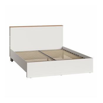 Кровать с ортопедическим основанием и опорами Остин 11.53, Белый шагрень, Дуб золотой